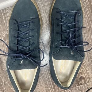 Italian Crafted Society Suede Navy shoes with Tan Sole size 13